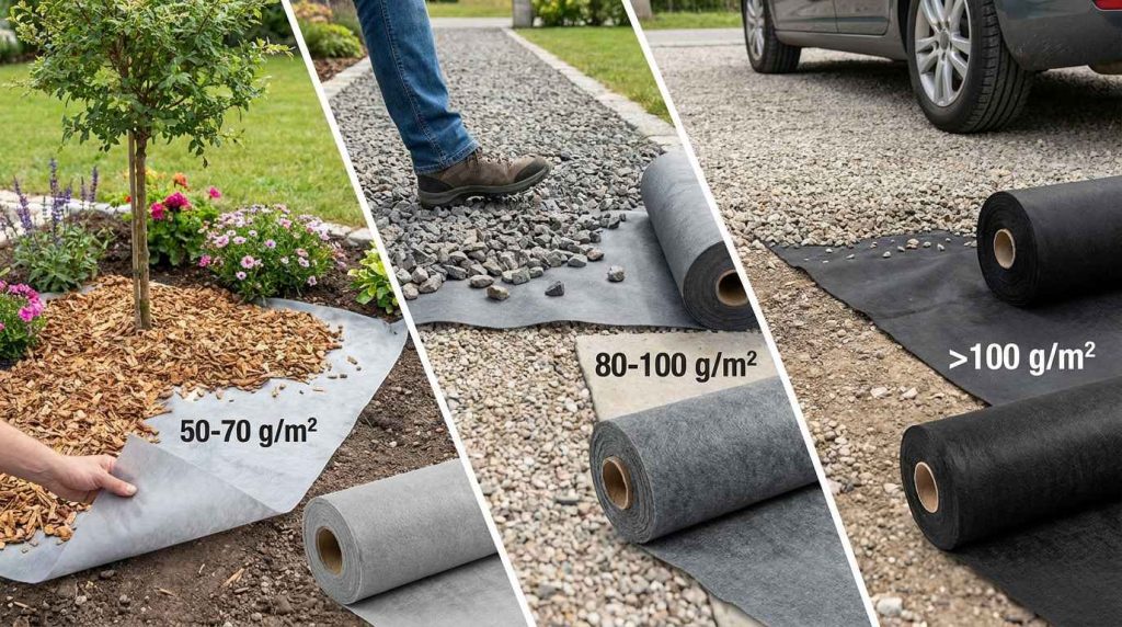 Guide pour choisir le grammage par mètre carré de son géotextile selon la fonction de son allée de jardin.
