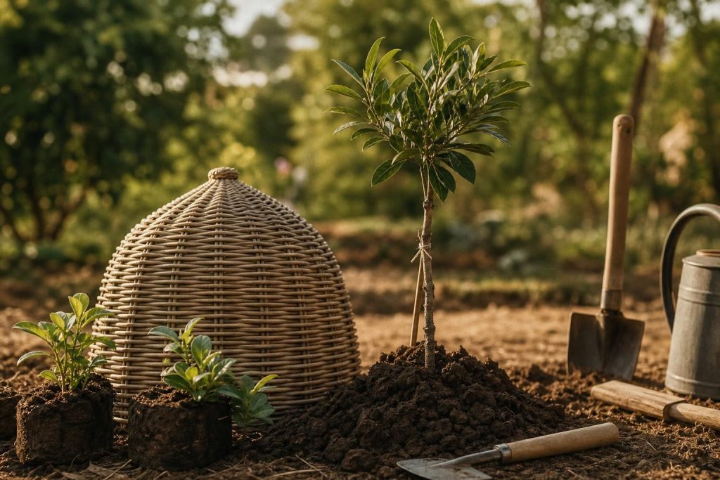 Tontine en osier et tontinage : rôle, matériaux et quand l'utiliser pour planter arbres et arbustes