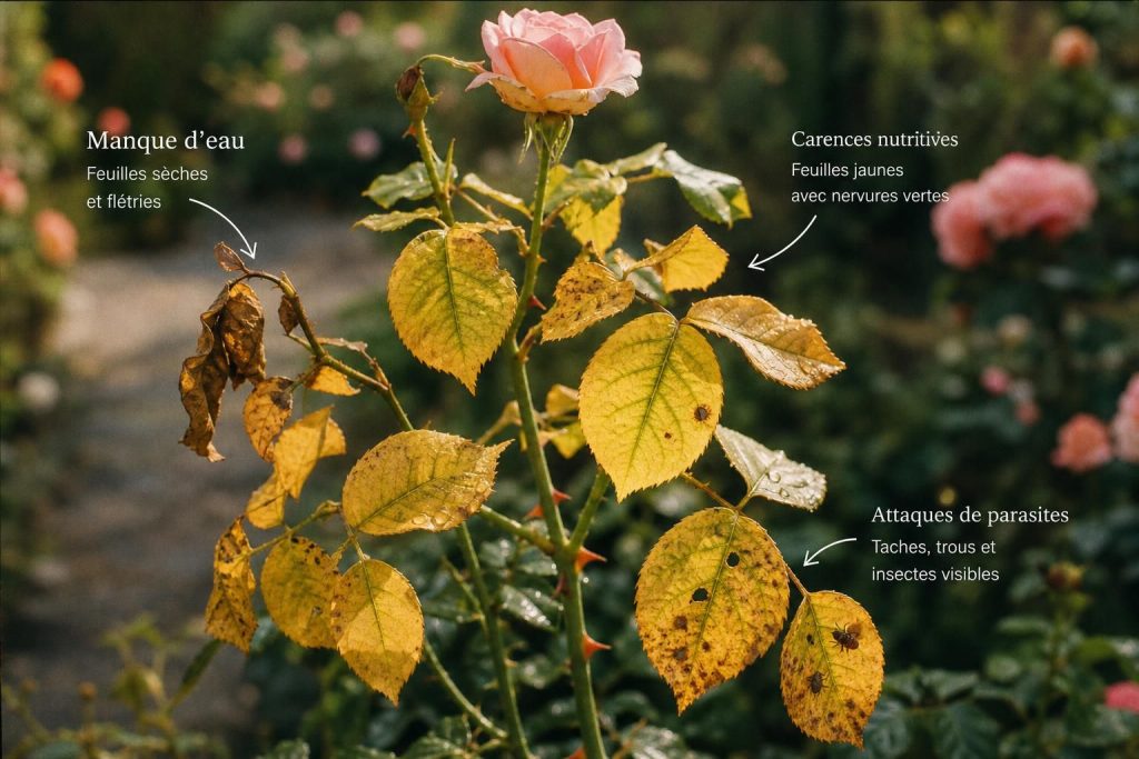 Rosier feuilles jaunes : causes, risques et solutions naturelles