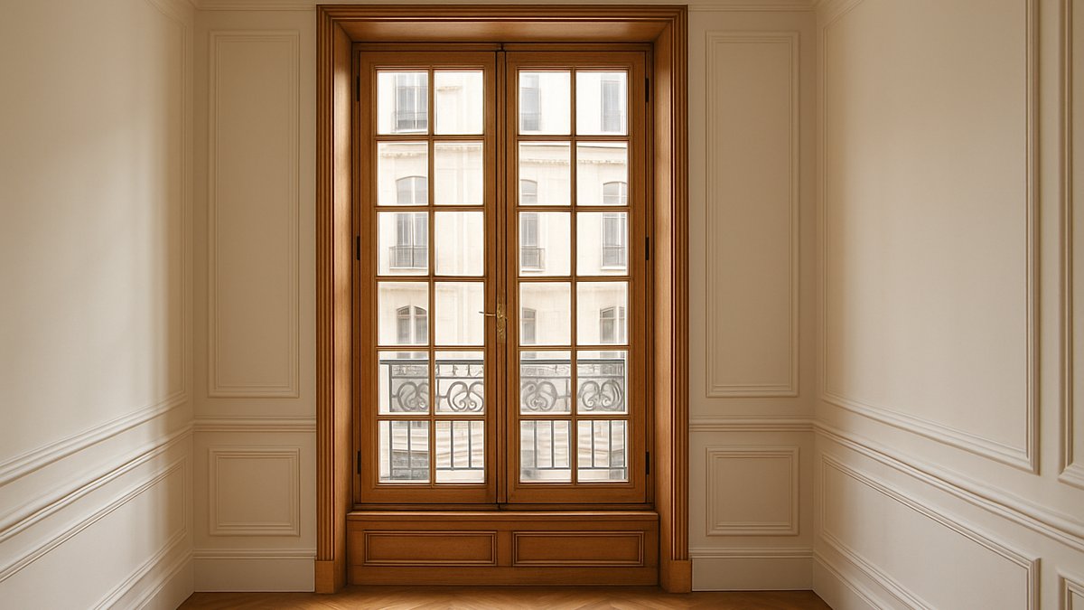 Fenêtre en bois sur mesure sur une façade haussmannienne