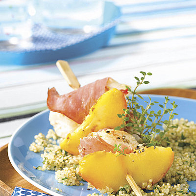 Brochette de lotte aux pêches d'ici