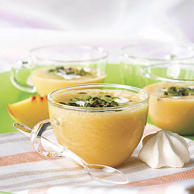 Capuccino de pêches et ses pistaches