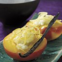 Nectarines d'ici farcies au riz au lait gingembre et citron