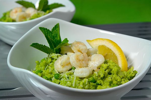 Risotto calamars aux petits pois