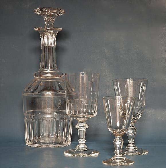 Carafes et verre en verre, circa 1880