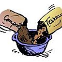 1- Mélange le terreau et le compost