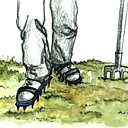 Vous pouvez préparer la pelouse en fixant sur vos chaussures des patins aérateurs.