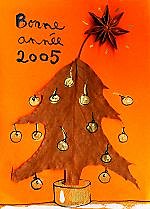 Avec un feutre doré contourne la feuille et ajoute une inscription en lettres d'or : Bonne Année, Meilleurs Voeux...
