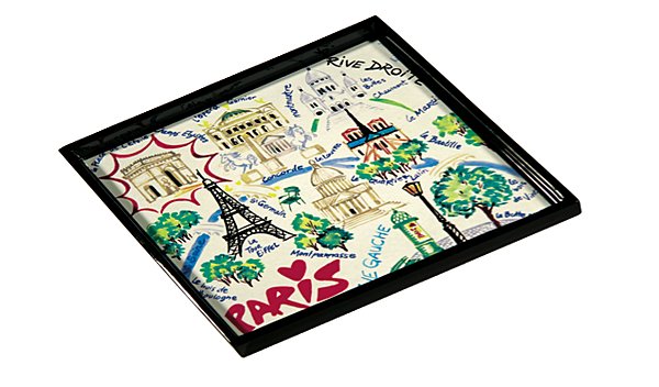 Plateau, bois laqué, 22x22 cm, 20¬ Fragonard