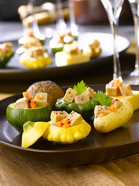 Cubes de Foie Gras en mini-legumes