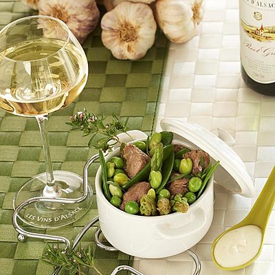 Agneau + Alsace + petits légumes printaniers