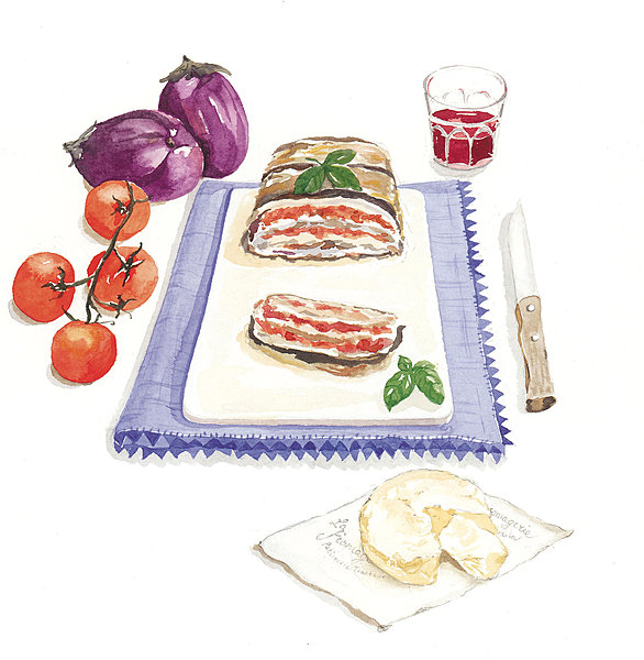 Millefeuille d’aubergines au chèvre