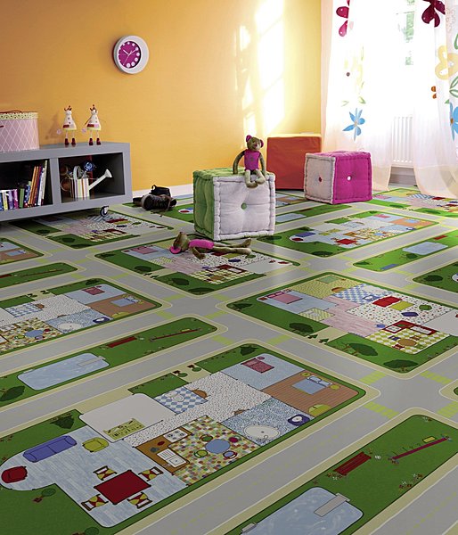Ludique, une collection de sols PVC destinée aux enfants. Design 300. Ma 1ère maison. Tarkett.