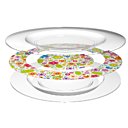 Deux assiettes de polycarbonate et un décor entre les deux