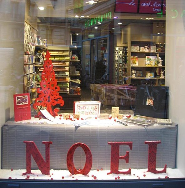 Thème Noël sous la neige dans les vitrines
