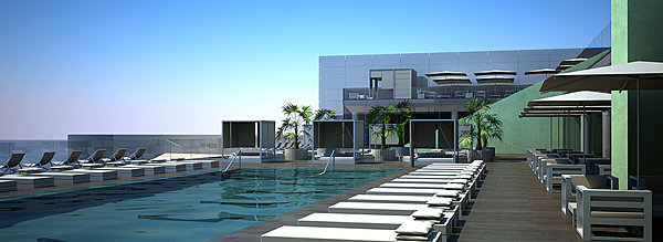 La sublime piscine panoramique sur le toit