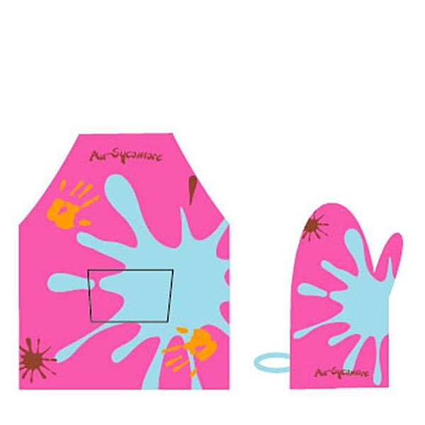 Ensemble gant & tablier rose - Cookinette. Dim : 55 x 60. Tour de taille : 60 à 80 cm. Gant 20 cm. Age : de 5 à 12 ans. 11,80 €