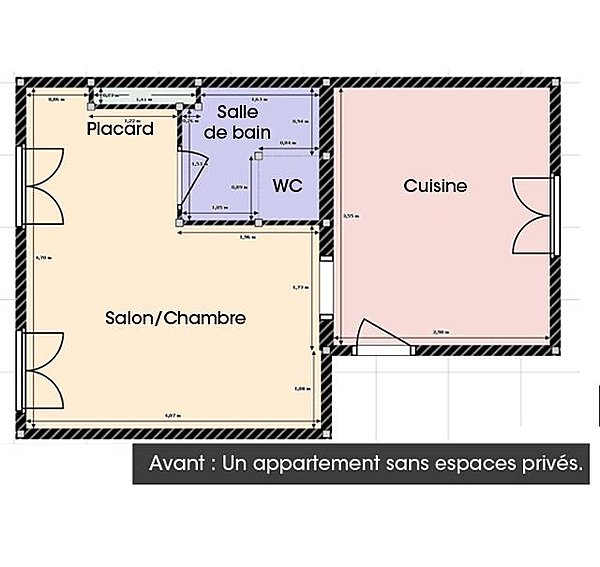 Avant : un appartement sans espaces privé
