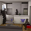 Le nouvel aménagement intérieur avec des propositions de matériaux,couleurs et mobilier