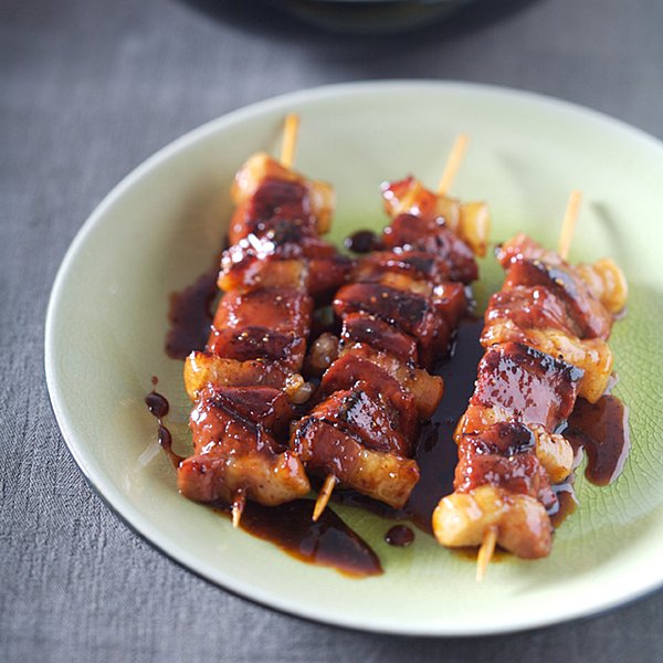 Brochettes de foie de veau laquées au miel
