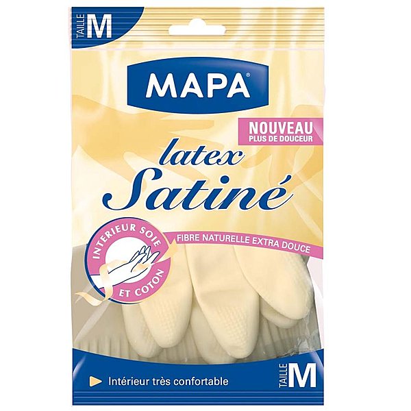 Gants en latex satiné, intérieur soie et coton - Mapa