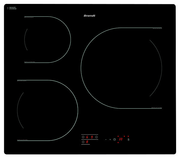 Pour une cuisson rapide, précise et sûre, cette table à induction comprend un foyer de 28 cm, idéal pour les grandes familles. Puissance de chauffe de 3600 W. TI118B. Brandt.