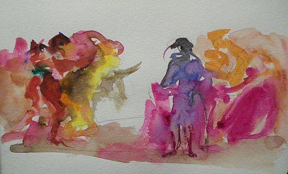 Corrida, 2009, aquarelle, 13 x 20 cm