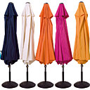 Pour une touche de couleur, un parasol en toile polyester de 2,50 m de diamètre. 7 coloris. Solar Line. Truffaut.