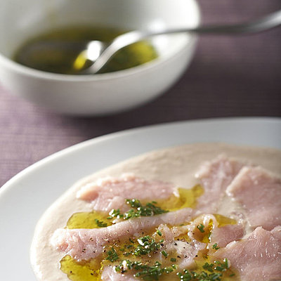 Carpaccio de veau et crème de thon
