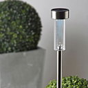 Pour éclairer une allée, une lampe solaire à Led en acier inoxydable. H 70 cm. Tube Led. Casa.
