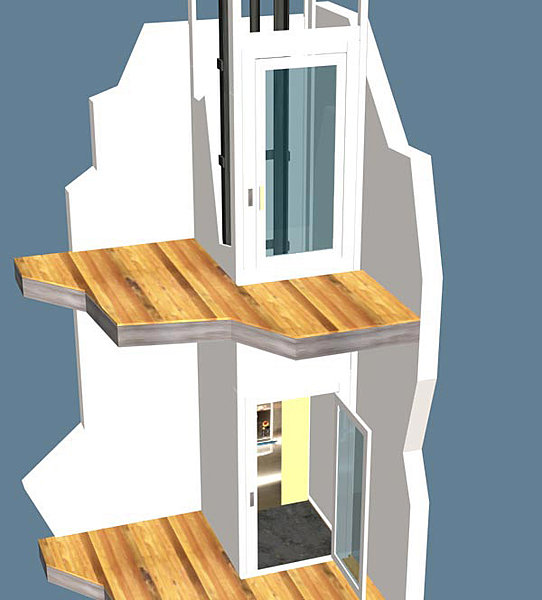 Miniascenseur vu en coupe