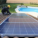 Gros plan sur des panneaux photovoltaïques, Evasol