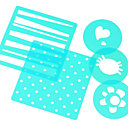 Pour décorer les gâteaux, un lot de pochoirs en polypropylène. Le lot de 5 pièces : 1,95 €. Drömmar. Ikéa.