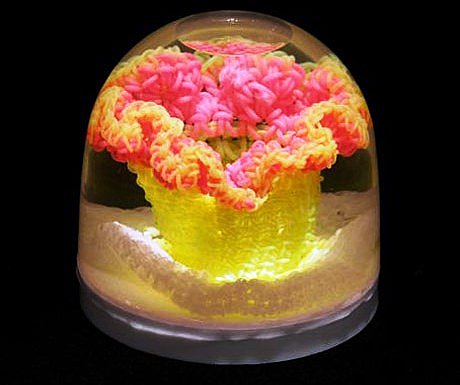 Crocheted Jelly-Yarn anemone SnowGlobe, by Kathleen Greco. Photo from the IFF Archive by Francine McDougall 2009.