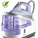 En fonction Eco, elle vous permet d’économiser jusqu’à 20% d’énergie et 40% d’eau. Pression 5 bars. Débit jusqu’à 120 g/min. Réservoir amovible. Centrale Vapeur série 8300. Philips.
