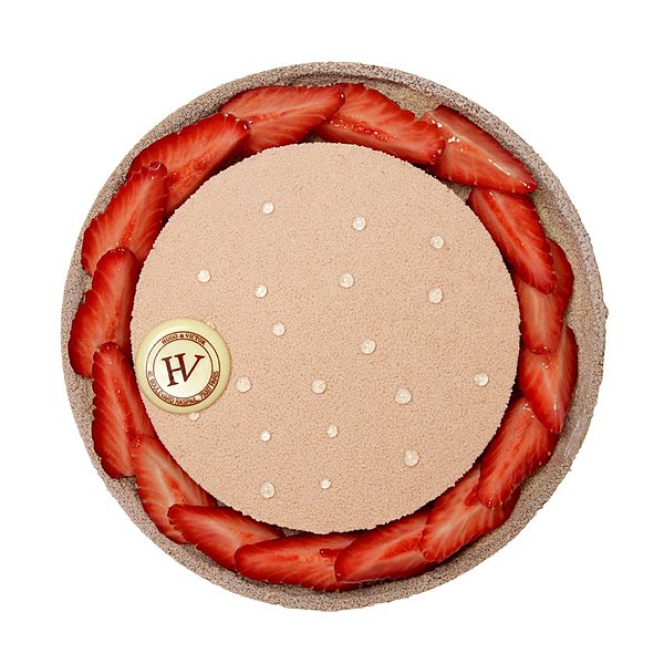 Belle tarte à la crème d'amande, pâte sablée et pulpe de fraises fraîches