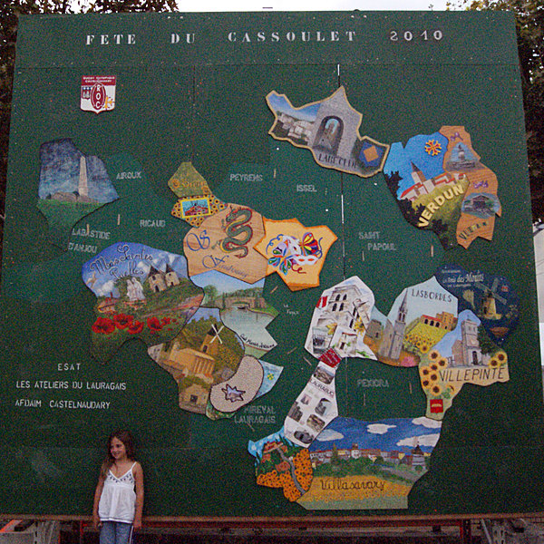 Le puzzle avec tous les cantons qui ont participé à la fête du Cassoulet