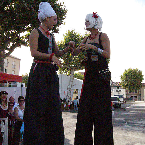 Les comédiennes sur échasses ont animé la place de la République, et même aidé au montage du puzzle des cantons !