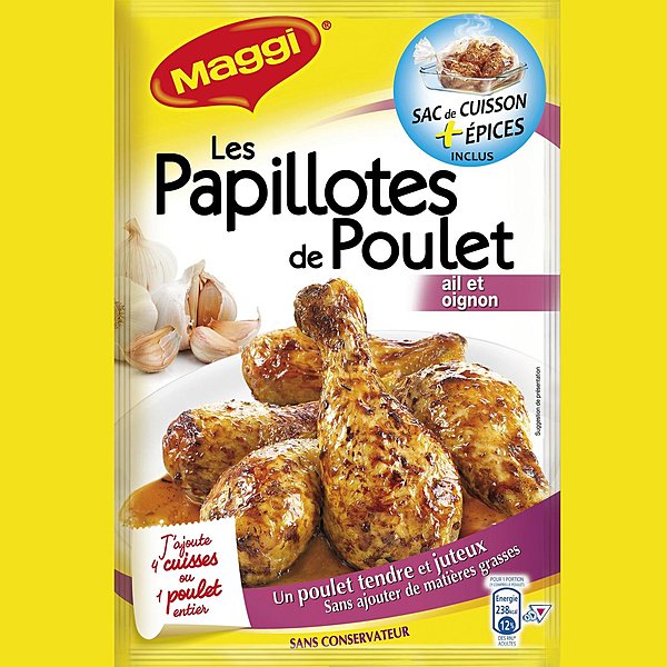 Les papillotes de poulet à l'ail et à l'oignon