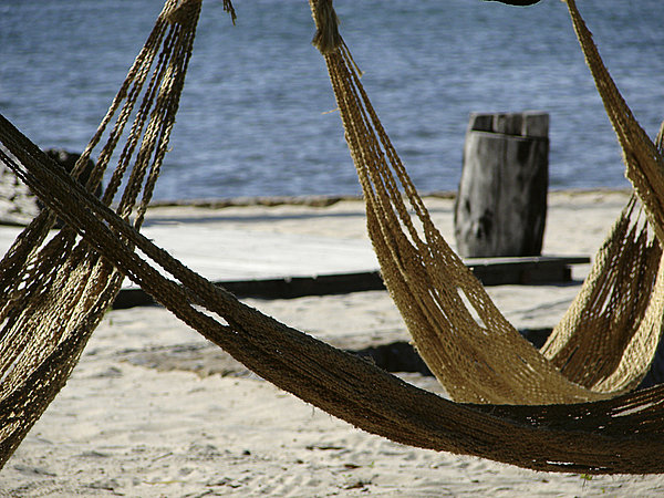 Les hamacs sont prêts pour le farniente à l’ombre avec comme seul bruit de fond le chant des oiseaux et le bruit des vagues
