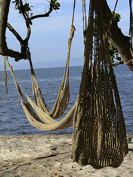 Les hamacs sont prêts pour le farniente à l’ombre avec comme seul bruit de fond le chant des oiseaux et le bruit des vagues
