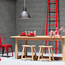 Table Cèdre Rouge pied madrier et chêne massif