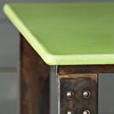 Le même avec un plateau en lave émaillée vert d'eau; mon coeur balance