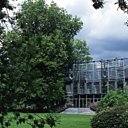 Sur le toit de la demeure, la juxtaposition de portiques en metal supporte une importante tuyauterie et plusieurs batteries de cylindres en verre borosilicaté