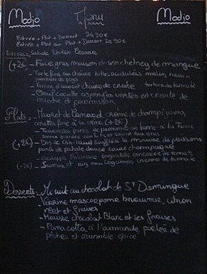 La carte qui change en fonction des arrivages