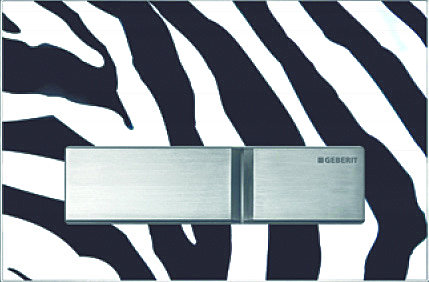 Originale, une plaque de déclenchement en fonte d’aluminium personnalisable. Geberit chez Cédéo.