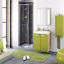 Des meubles de faible profondeur pour les petits espaces. 6 coloris de façades dont un vert goyave brillant. Ligne Studio. Delpha.