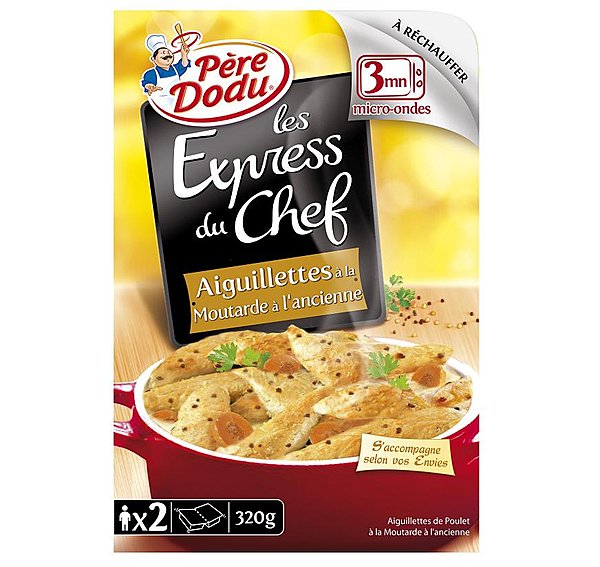 Le poulet en aiguillettes relevées de moutarde à l'ancienne par le Père Dodu