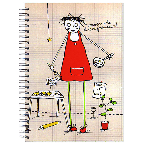 Un joli carnet pour noter toutes ses recettes préférées. 100 pages. 14,8 x 21 cm. 12 €. Cahier de cuisine. Filf. Design from Paris.