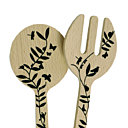 Ces couverts à salade fleuris sont fabriqués en bois de hêtre issu de forêts écogérées. 28 x 8 cm. Couverts à salade écodesign. 12,50 €. Cocobohème.